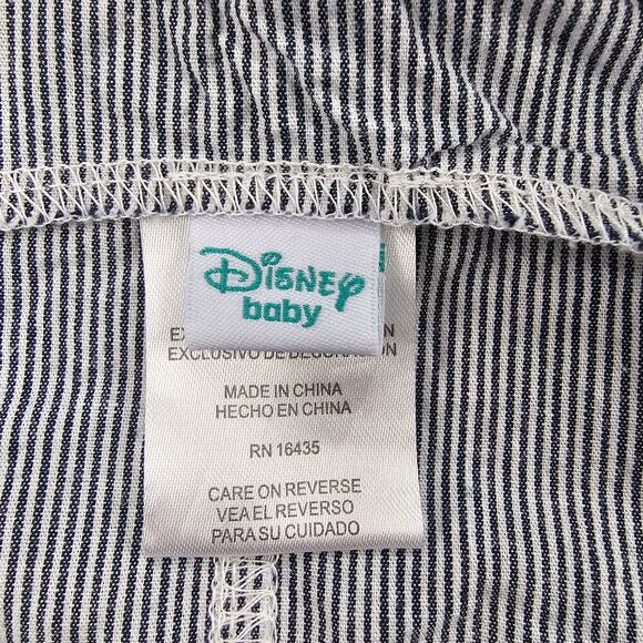 Vintage Overalls Disney Baby 12 mo Mickey Mouse Hickory Striped Bib Style Shorts - Picture 7 of 9
